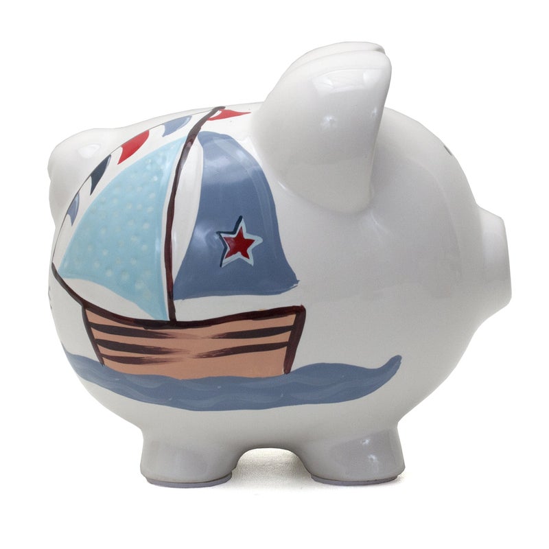 Child to Cherish Ceramic Piggy Bank for Boys (Nautical Design) - Image 4